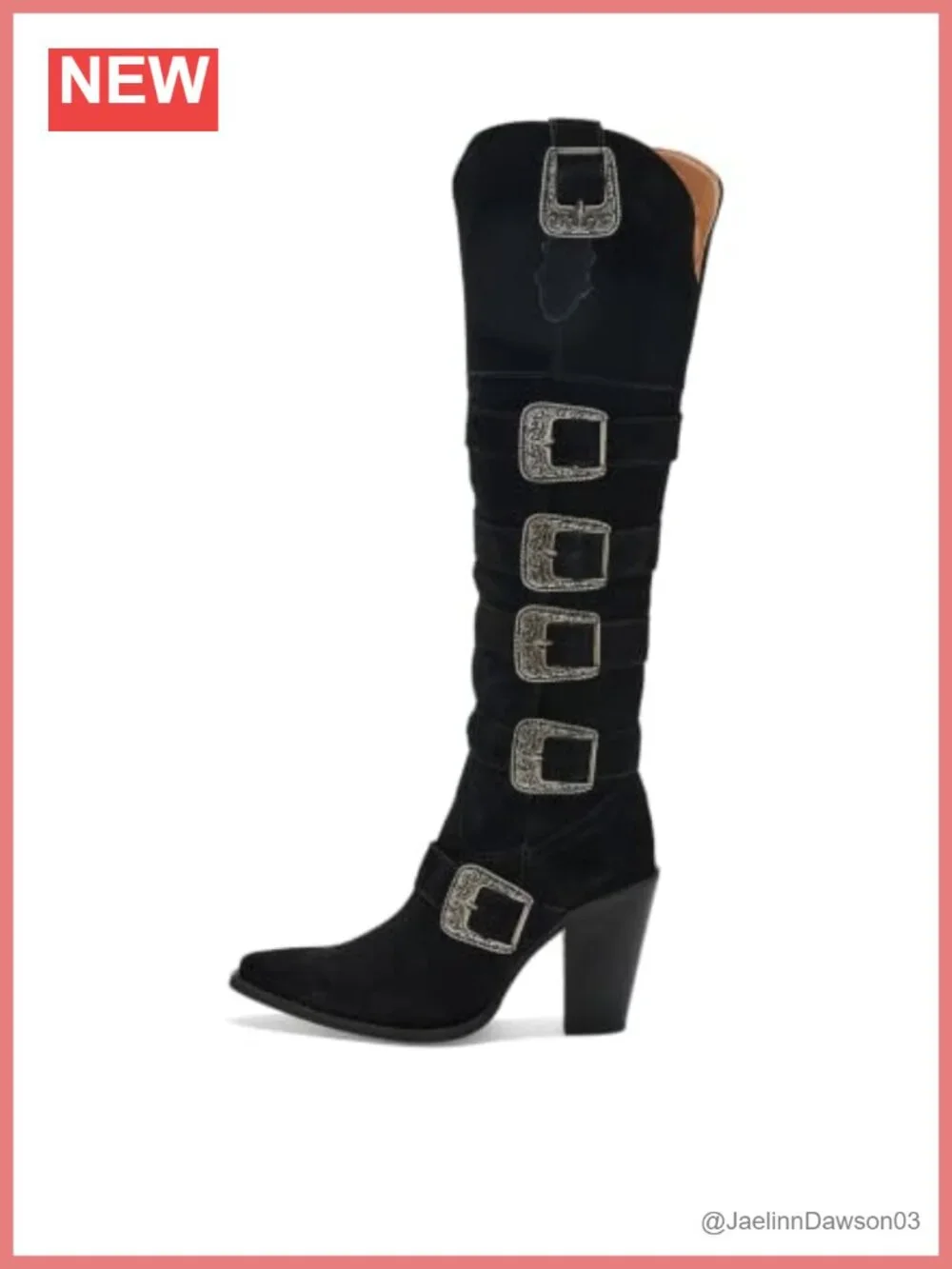 Leather Snip Toe Western Over the Knee High Heel Platform Boots Zip